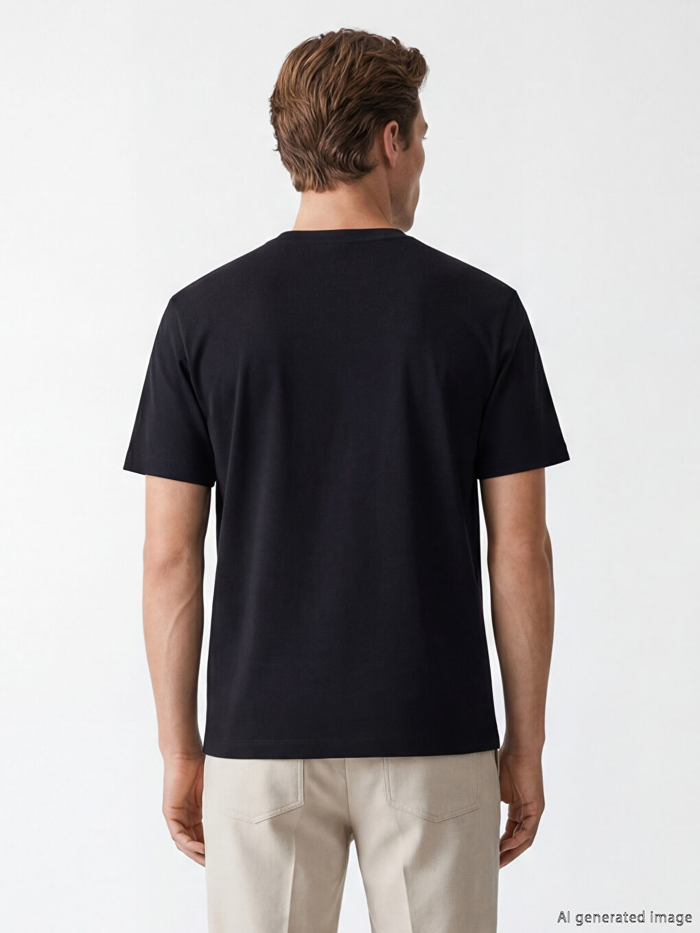 Siyah Bisiklet Yaka Erkek Tişört-2