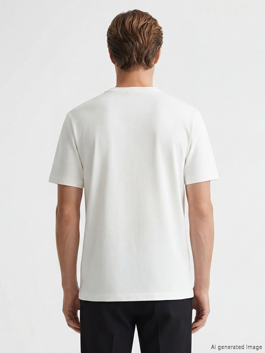 Ekru Bisiklet Yaka Erkek Tişört-2