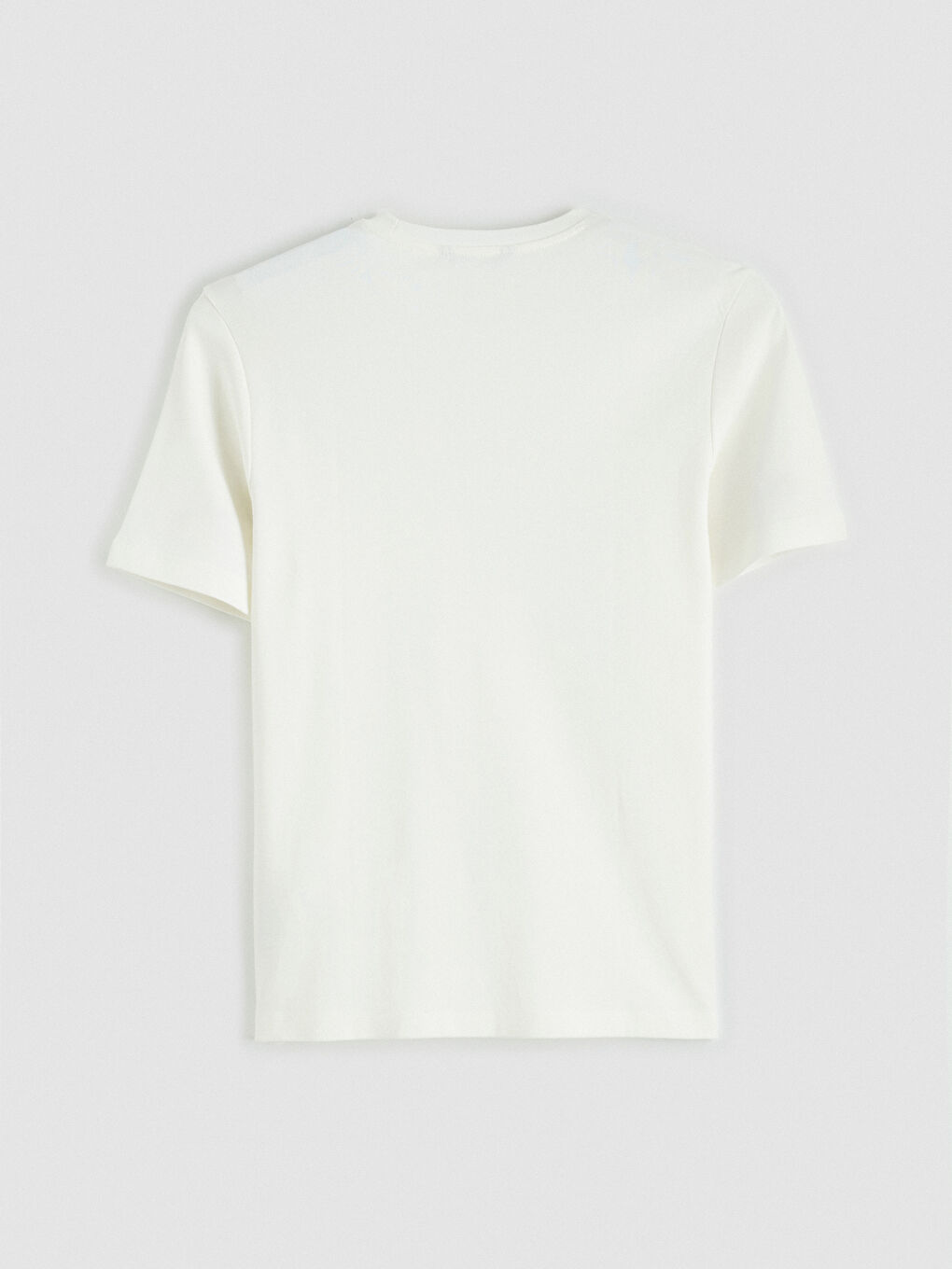 Ekru Bisiklet Yaka Erkek Tişört-1