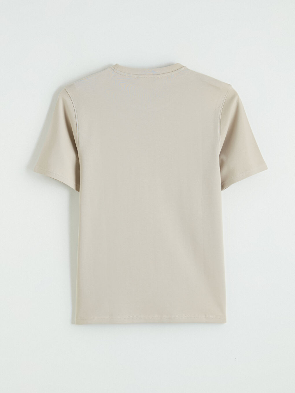 Bej Bisiklet Yaka Erkek Tişört-2