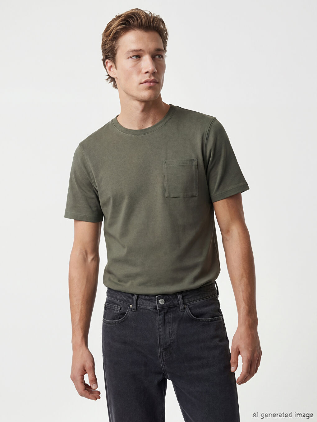 Мъж Каки Тениска