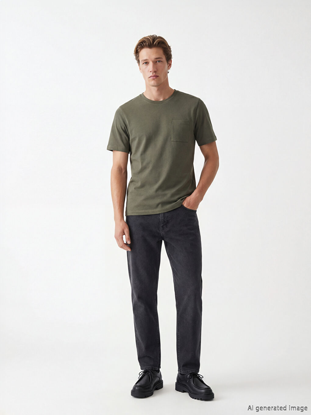 Мъж Каки Тениска-1