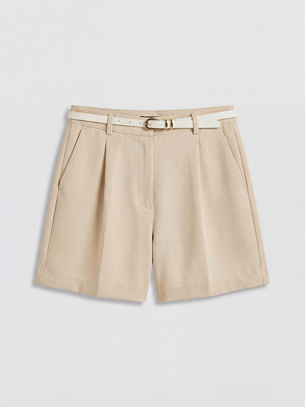 Belted Women's Pleated Shorts-4