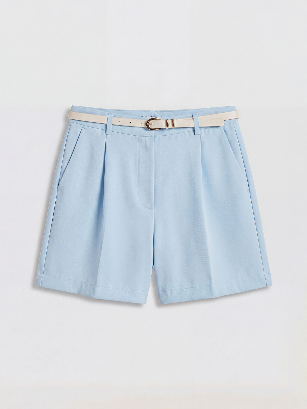 Belted Women's Pleated Shorts-4