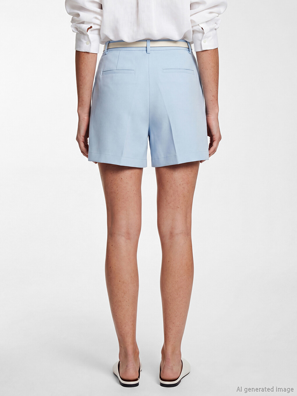 Belted Women's Pleated Shorts-3