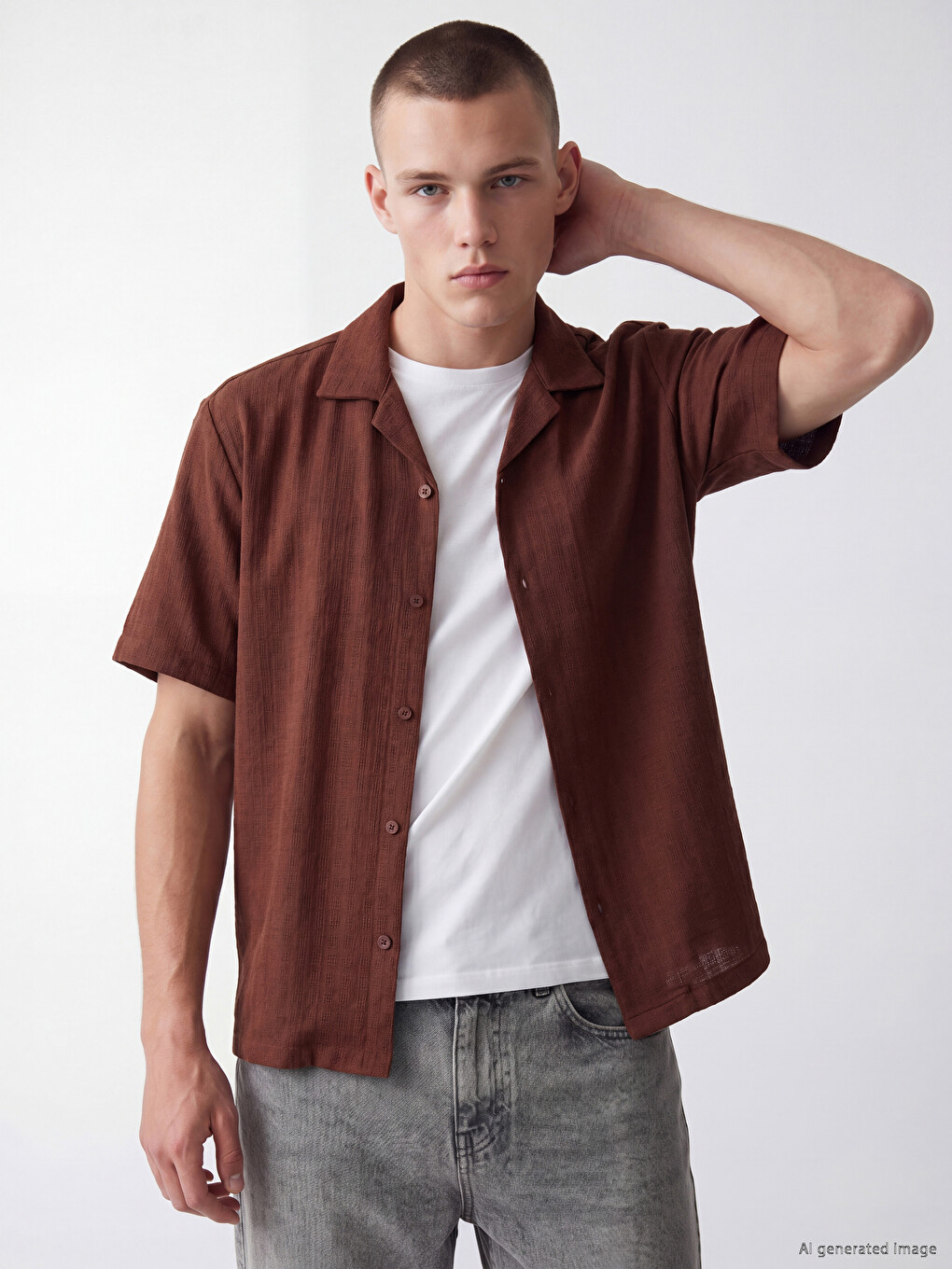Man Brown Shirt