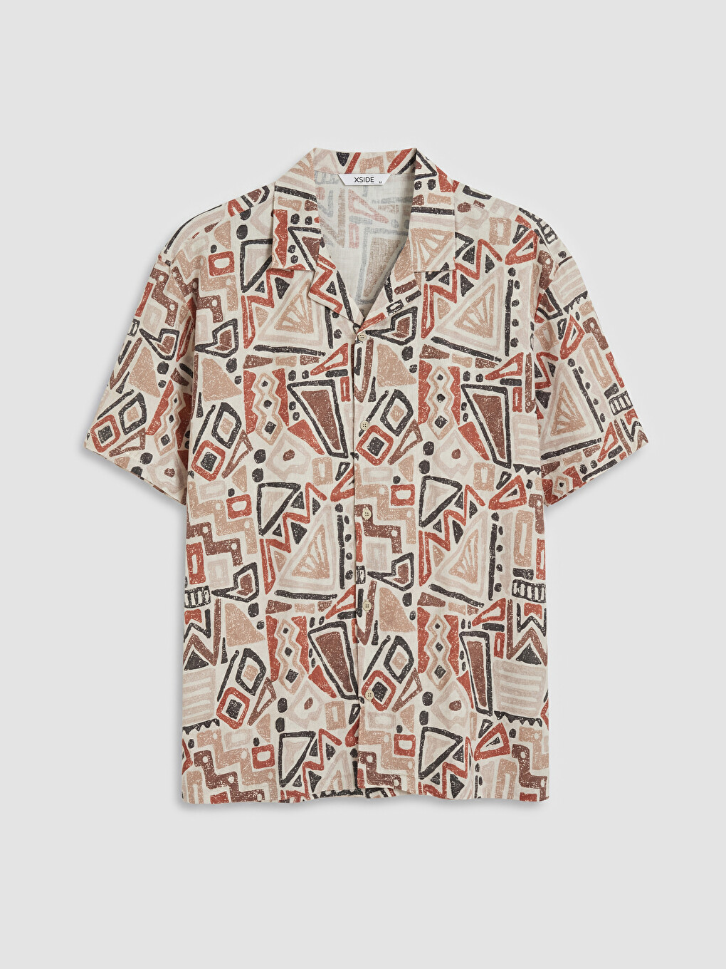 Kahverengi Loose Fit Desenli Poplin Erkek Gömlek-4