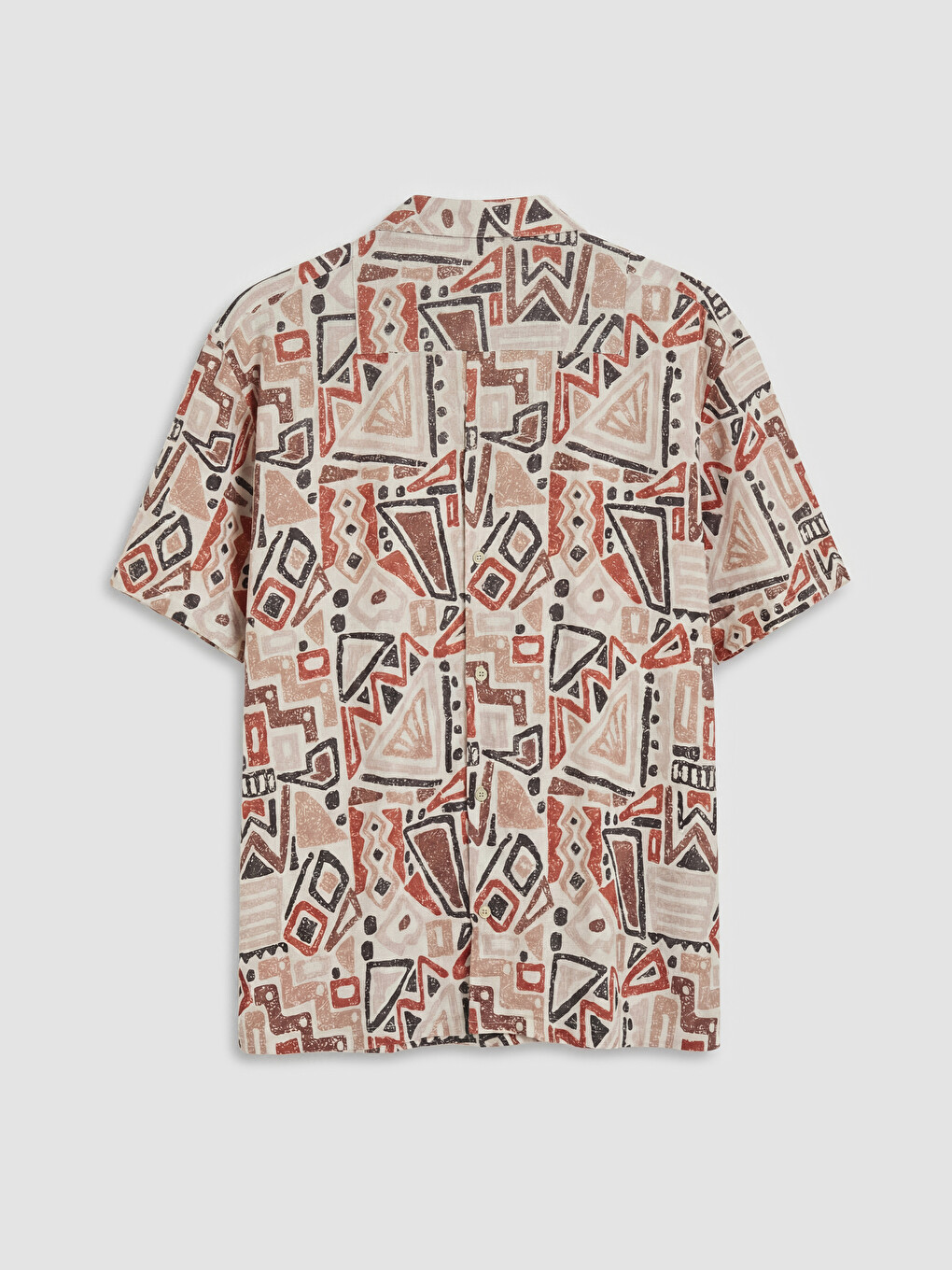 Kahverengi Loose Fit Desenli Poplin Erkek Gömlek-5