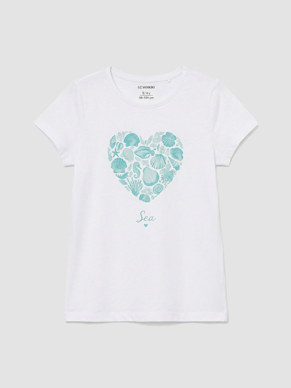 Turkuaz Bisiklet Yaka Baskılı Kız Çocuk Tişört ve Tayt-1