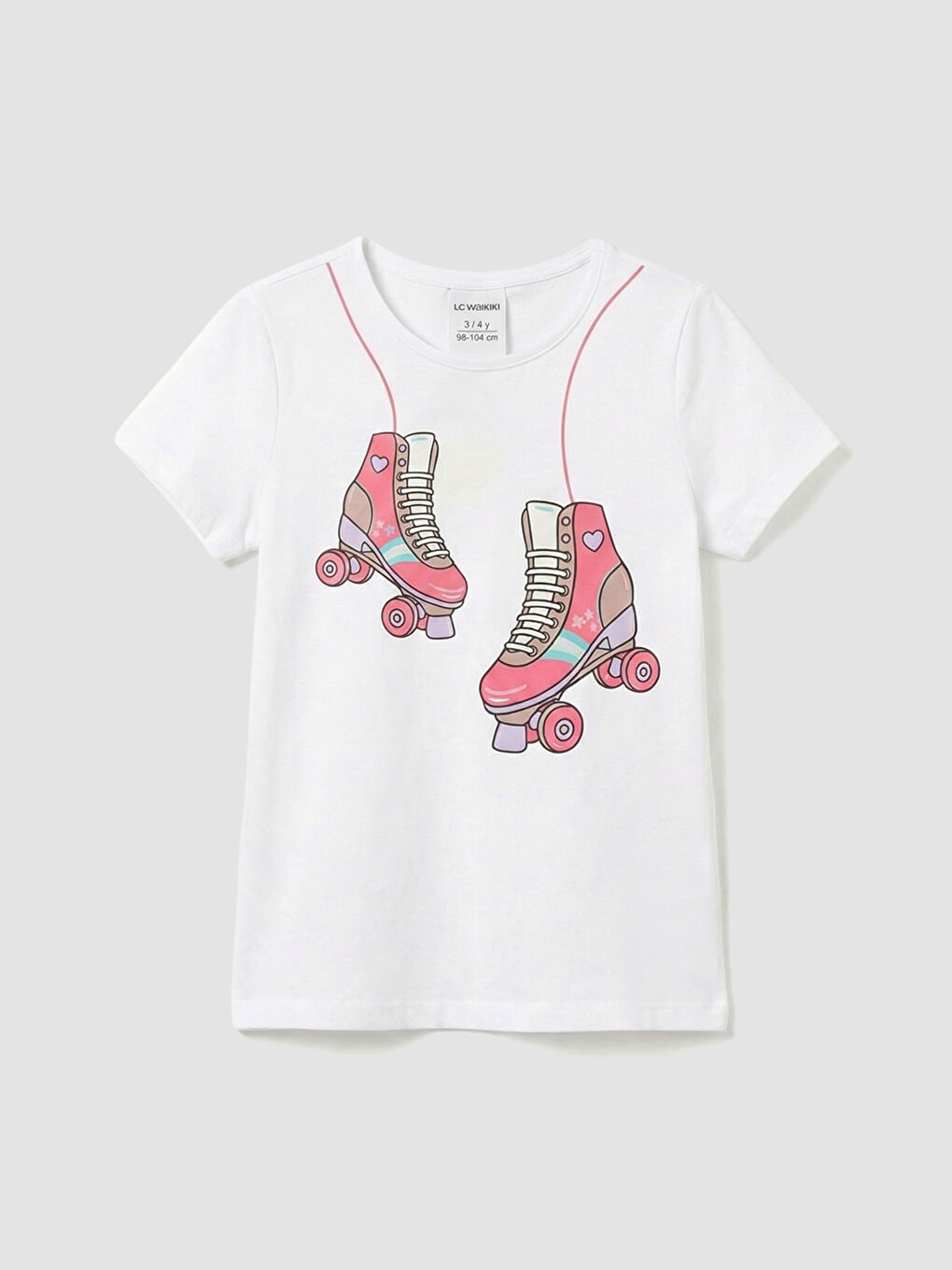 Pembe Bisiklet Yaka Baskılı Kız Çocuk Tişört ve Tayt-1