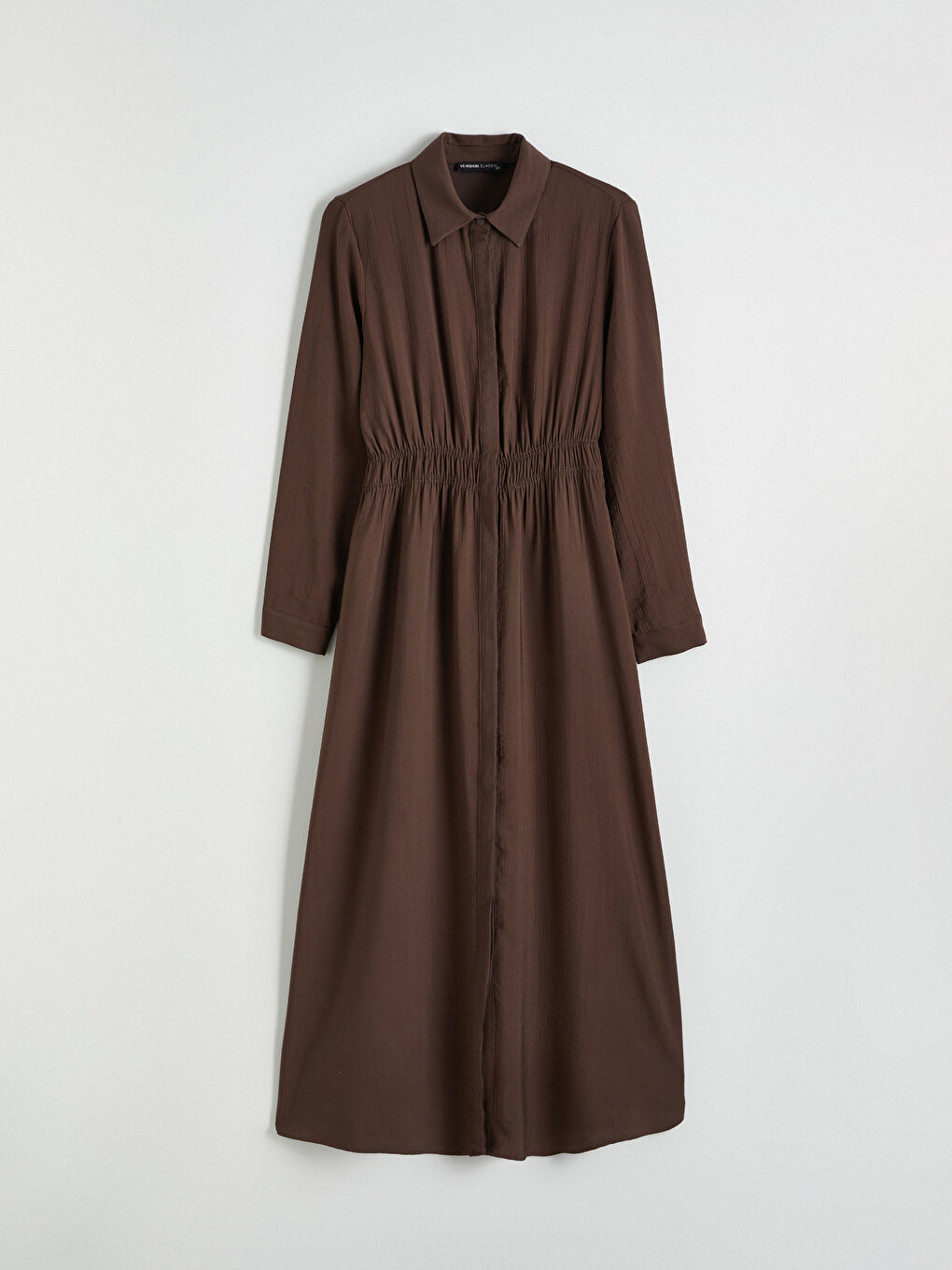 فستان قميص بني امرأة-4