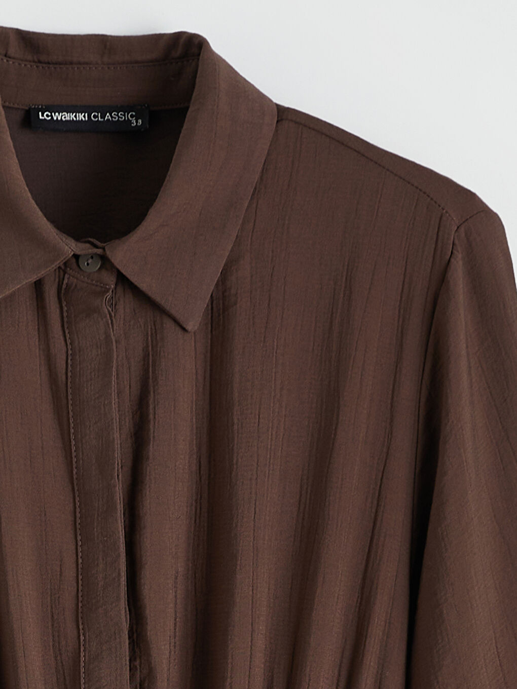 فستان قميص بني امرأة-5