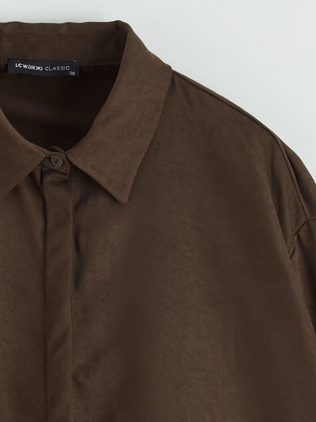 Kahverengi Süet Görünümlü Büzgülü Kadın Gömlek Tunik-6