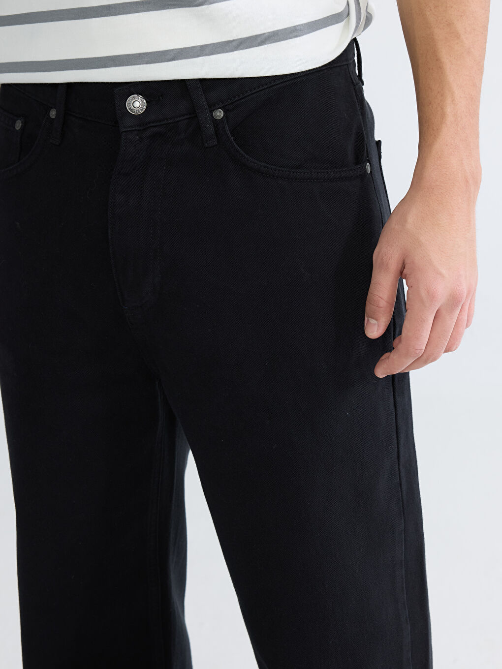 Siyah Standart Kalıp Gabardin Erkek Pantolon-2