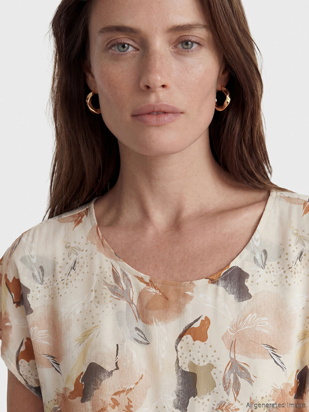 Crew Neck Printed Poplin A-Line Women's Dress-2