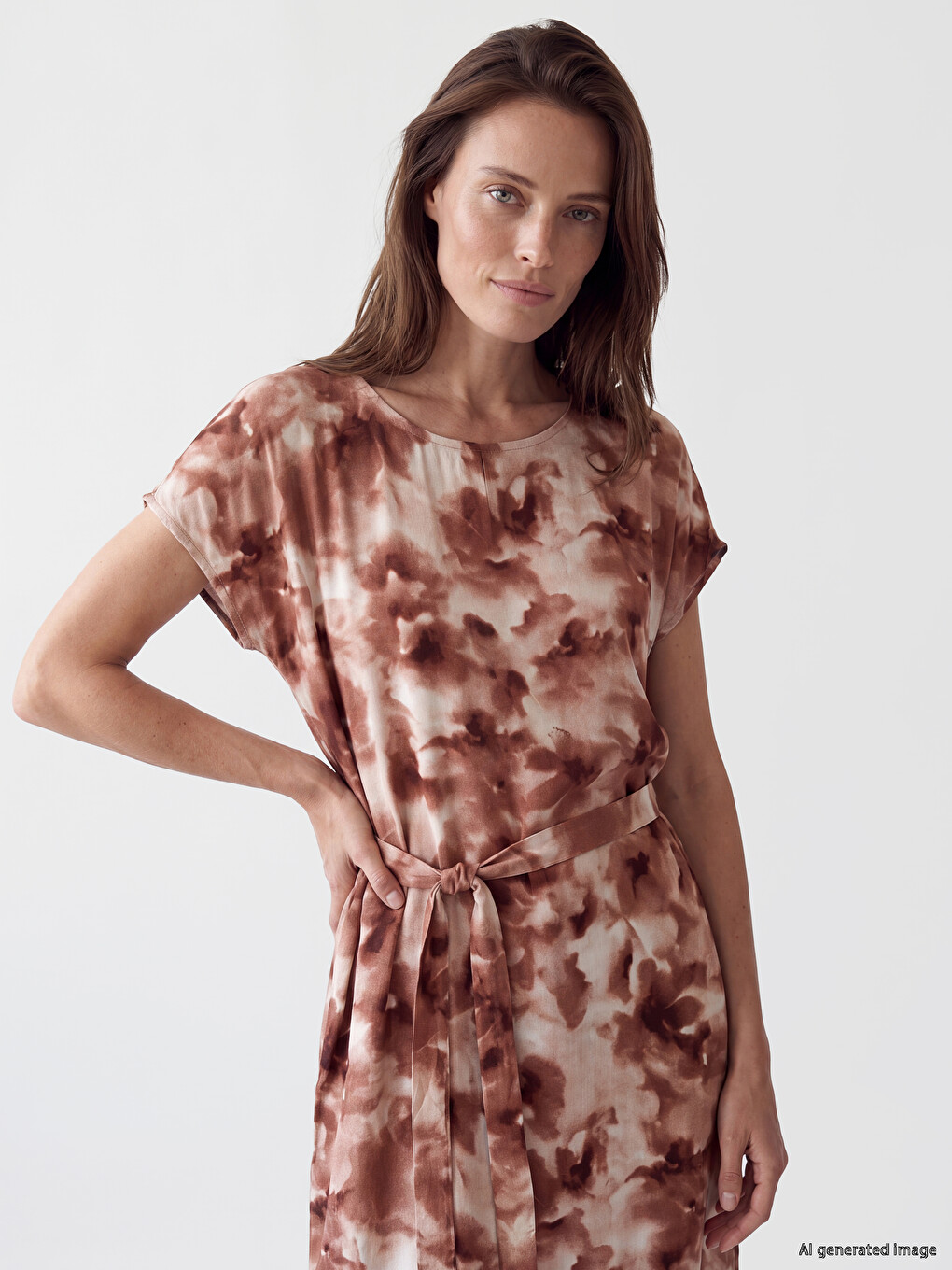 Floral A-form Poplin Dress