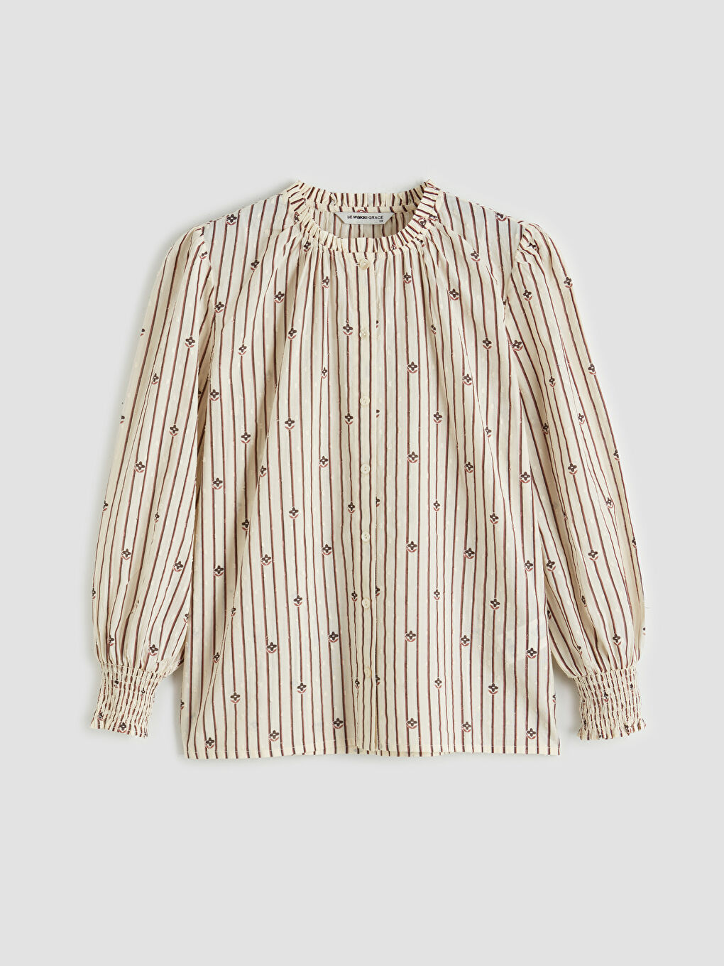 Ruffled Grandad Collar Blouse-4