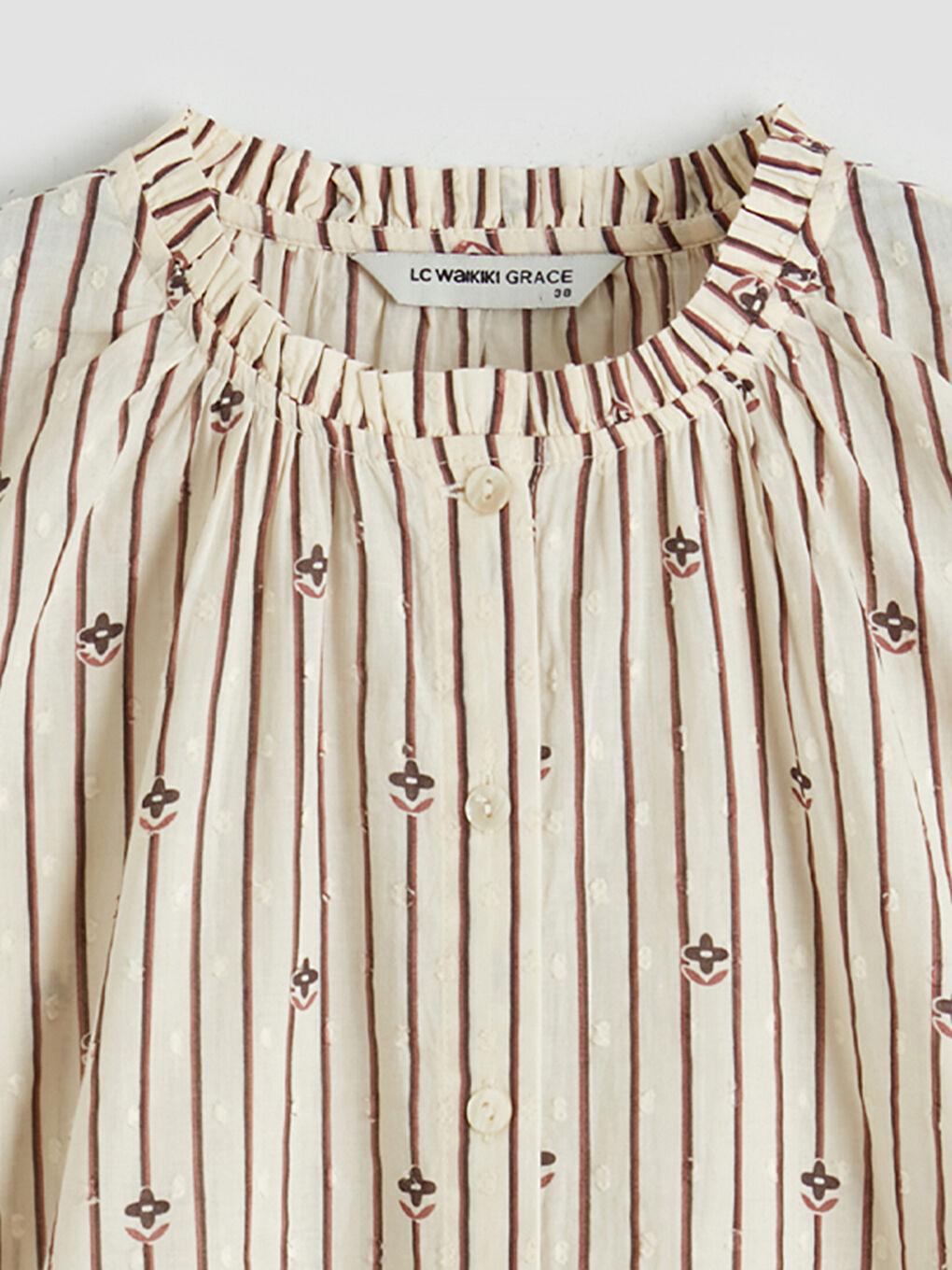 Ruffled Grandad Collar Blouse-6