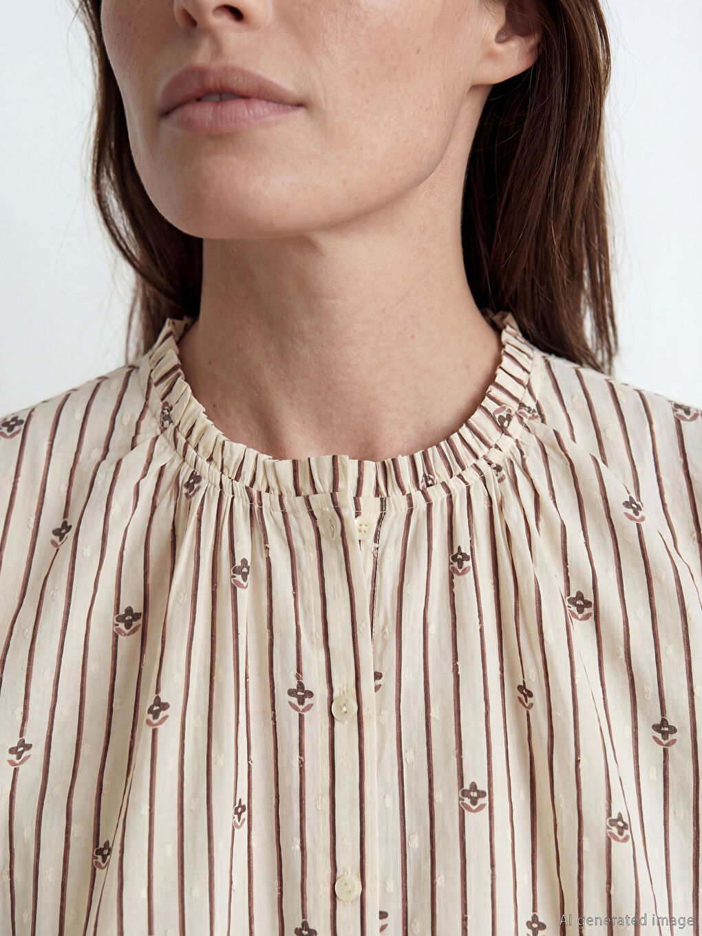 Ruffled Grandad Collar Blouse-2