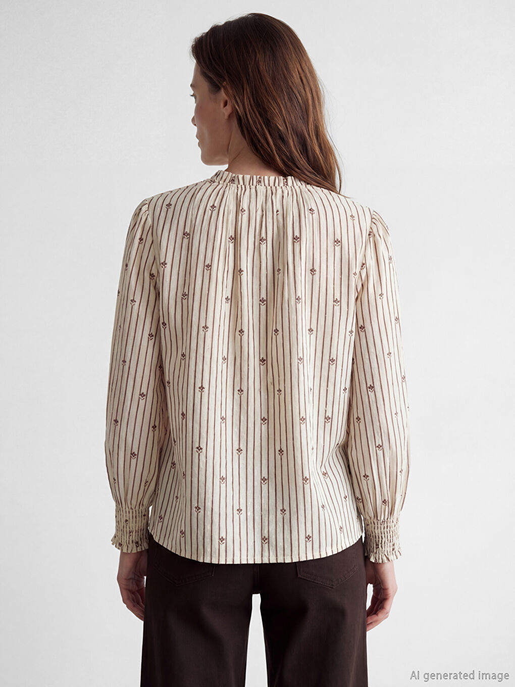 Ruffled Grandad Collar Blouse-3