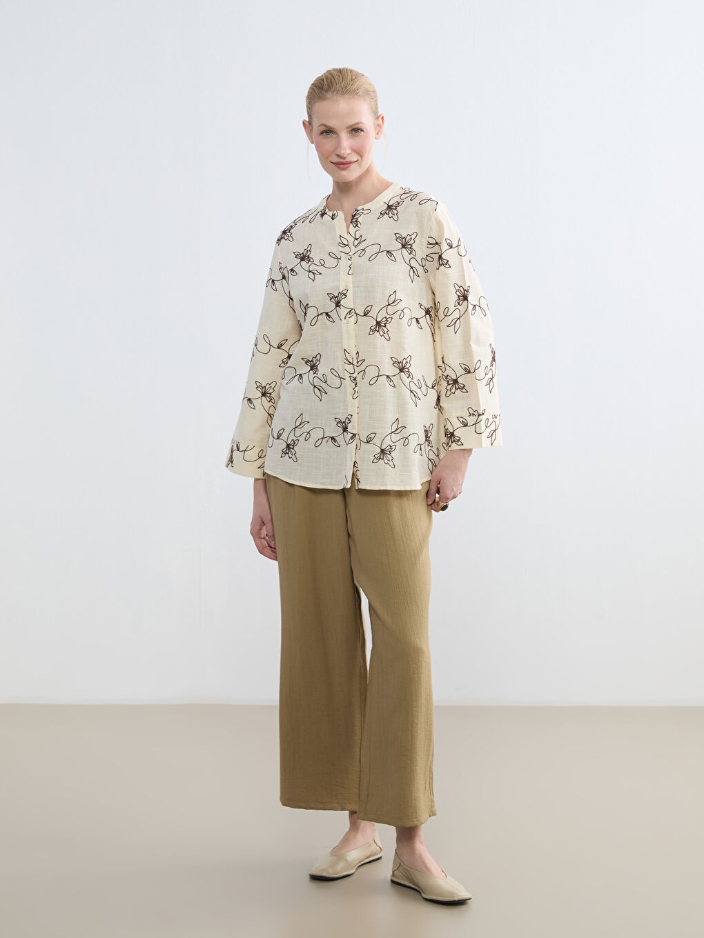 Γυναίκα ΕΚΡΟΥ Πουκάμισο-1