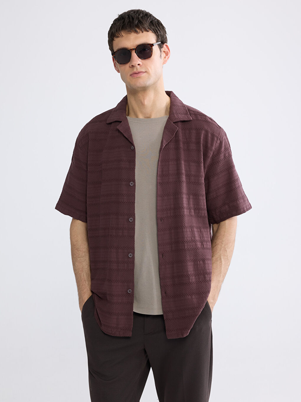 Mürdüm Regular Fit Desenli Erkek Gömlek