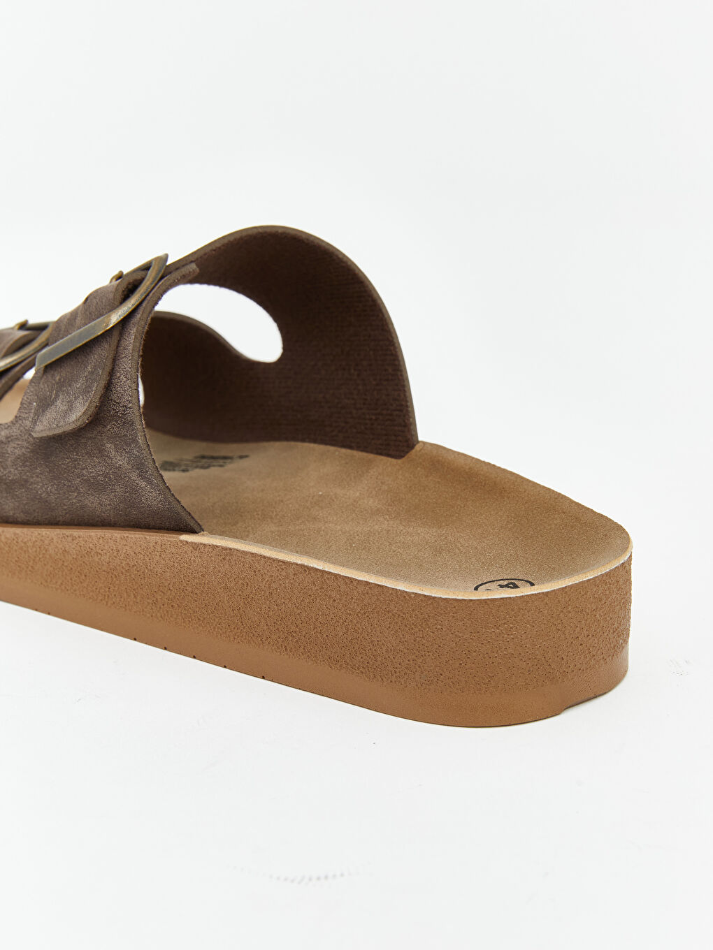 Kahverengi Çift Tokalı Kalın Tabanlı Erkek Terlik-3