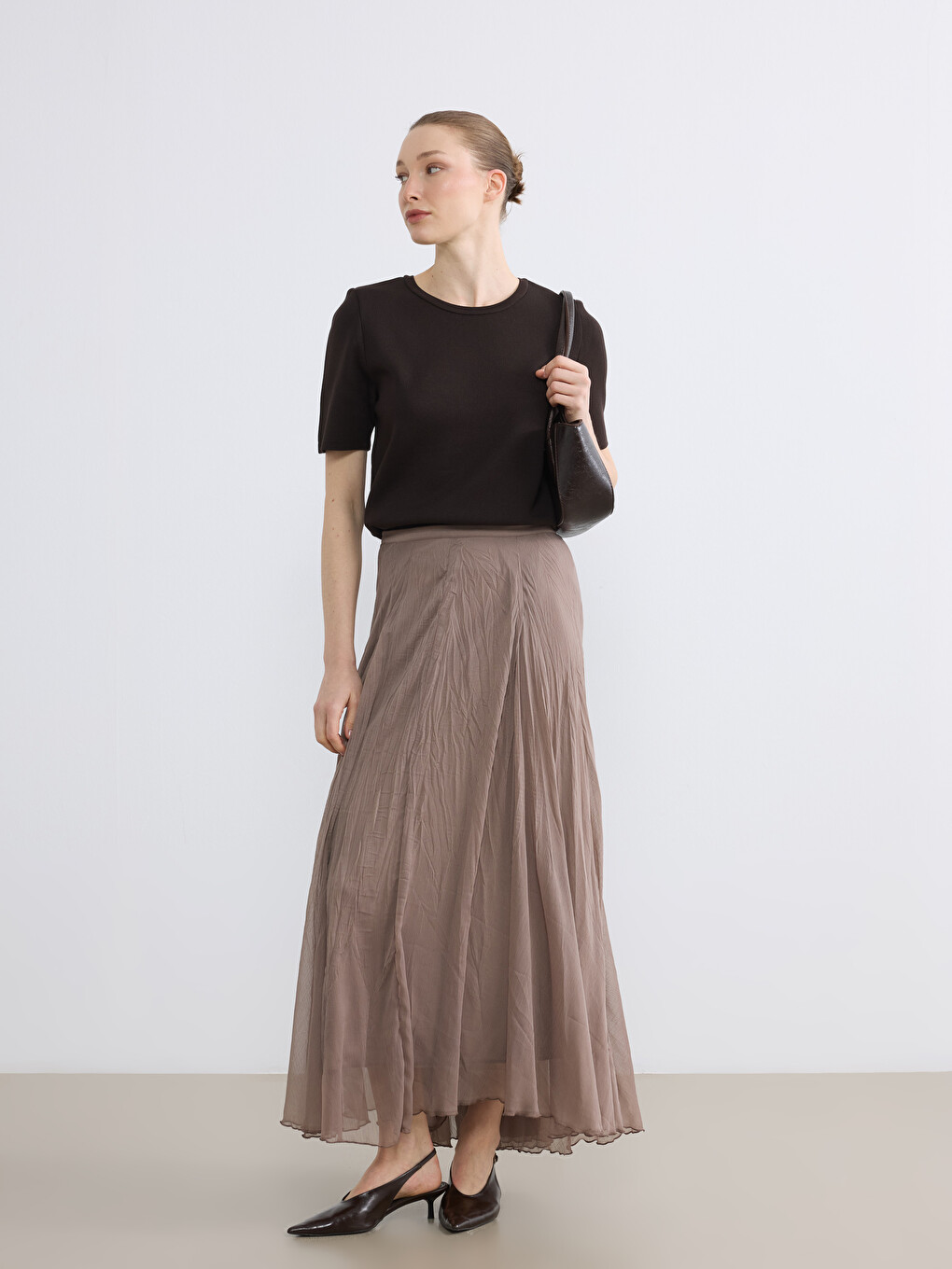 Woman Brown Skirt