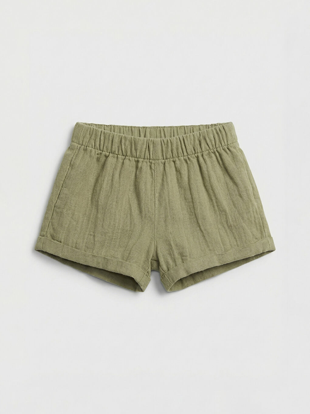 მრგვალი საყელოს ჩვილი ბიჭის მუსლინის მაისური და შორტები-3