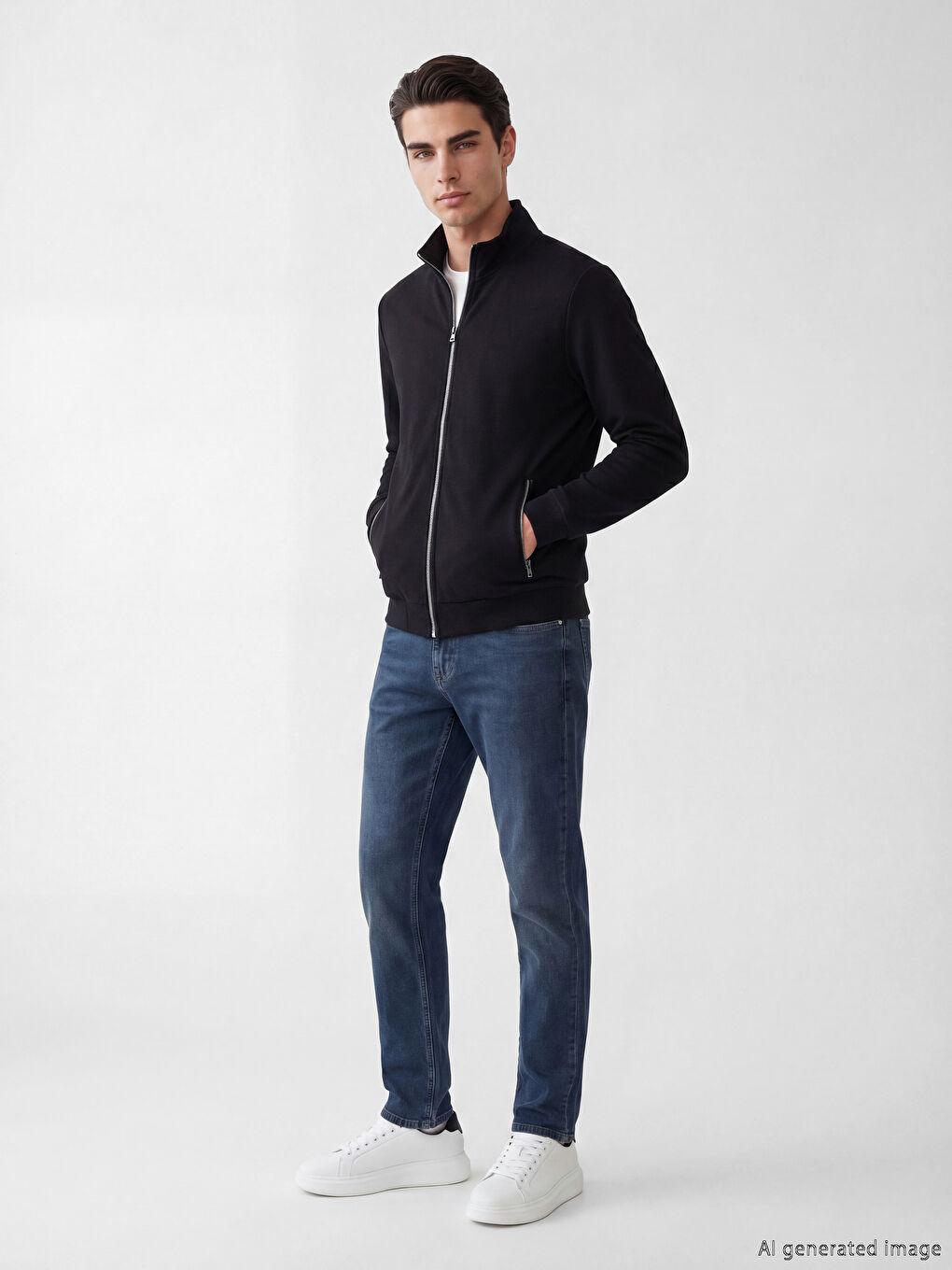 100% قطن سويت شيرت بسحاب للرجال-1