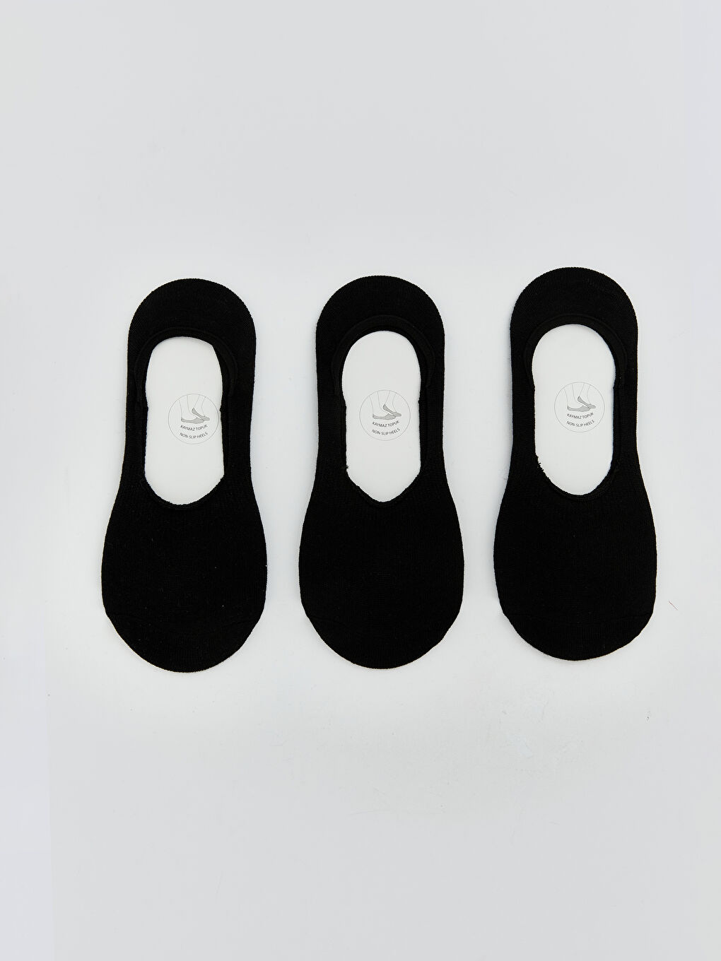 Siyah Kaymaz Topuklu Kadın Babet Çorap 3'lü	
