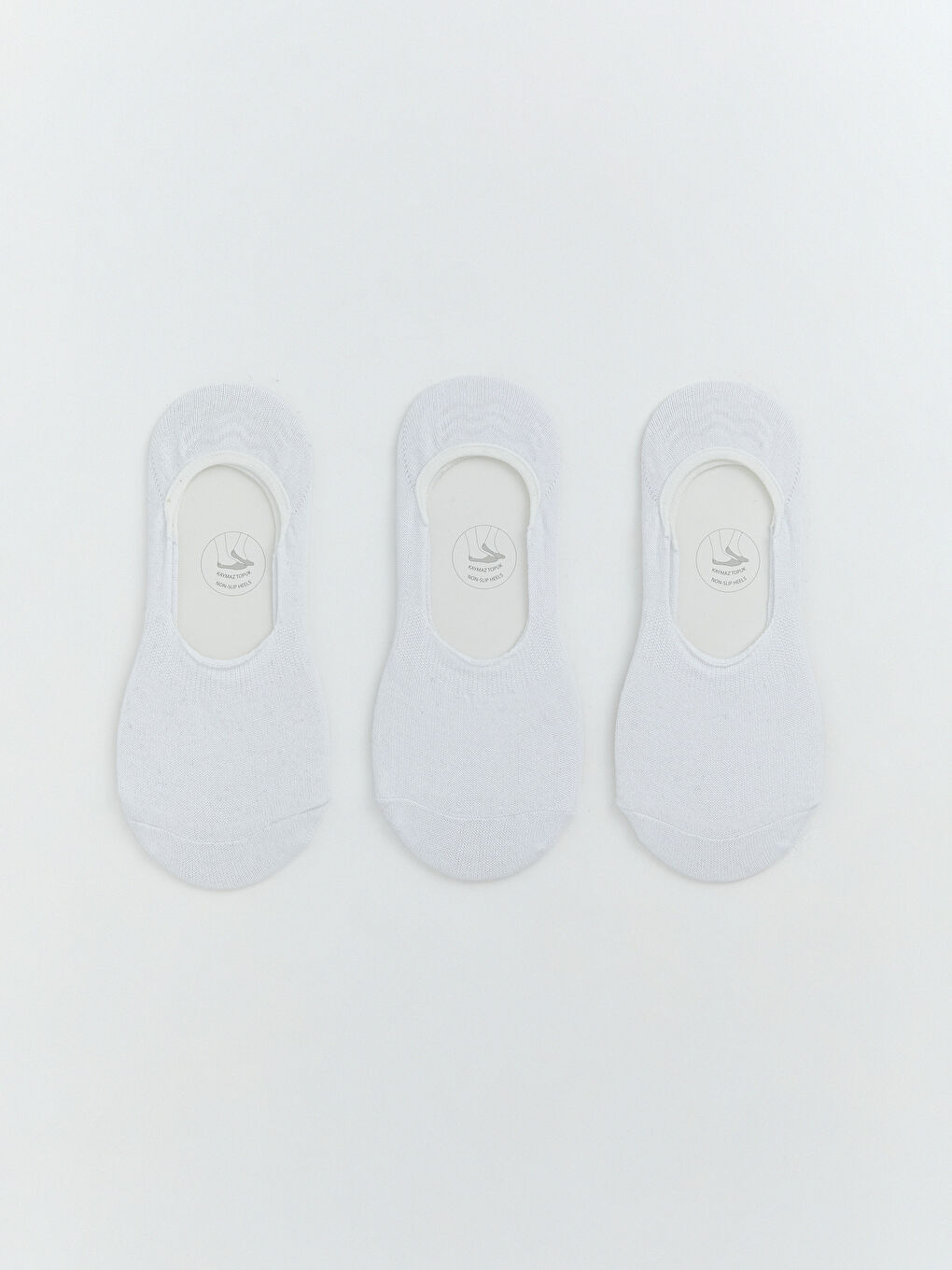 Beyaz Kaymaz Topuklu Kadın Babet Çorap 3'lü	