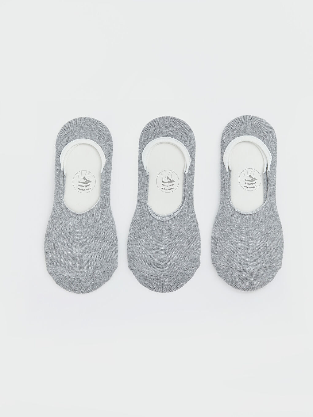 Gri Kaymaz Topuklu Kadın Babet Çorap 3'lü	