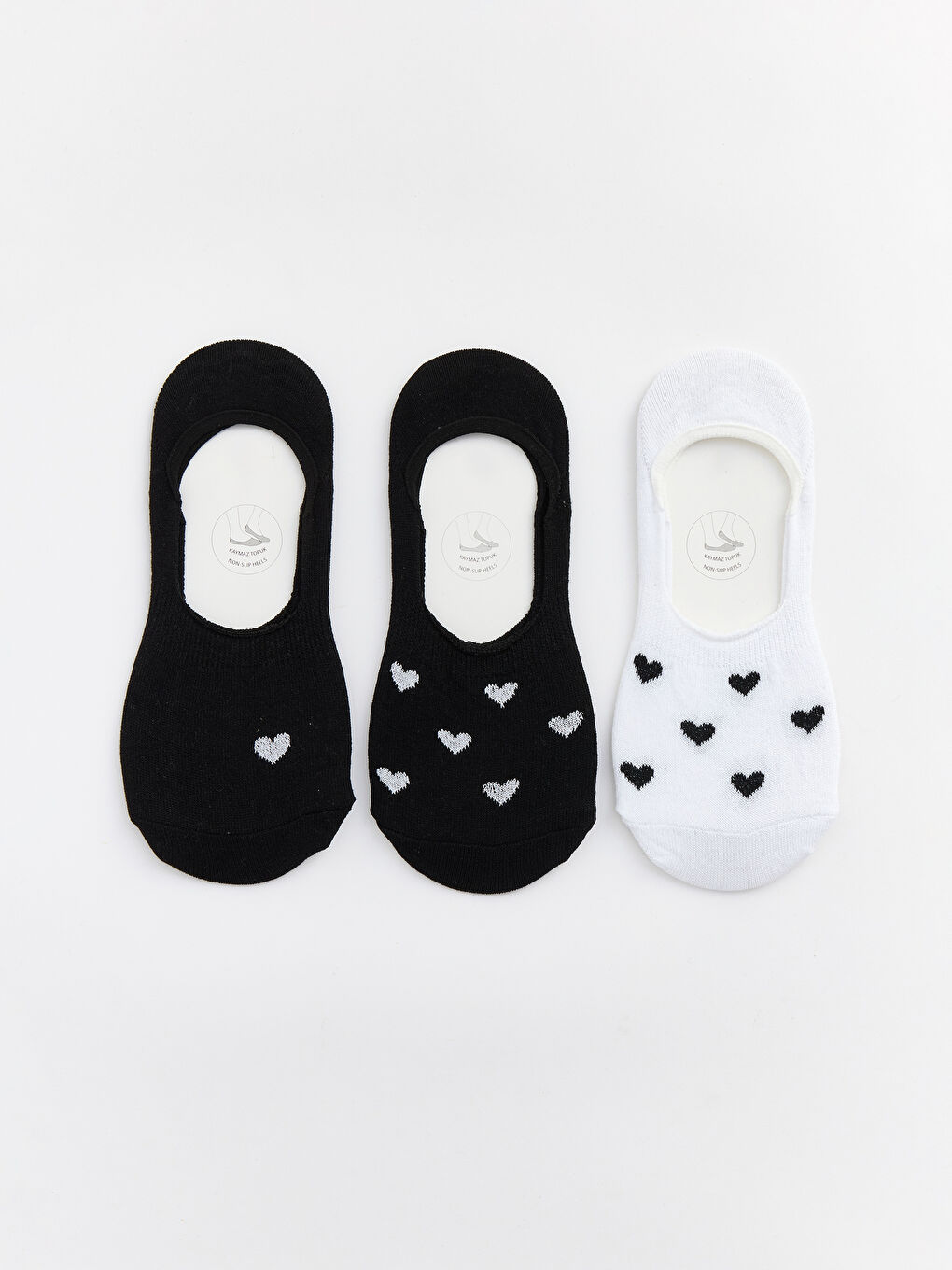 Siyah Kaymaz Topuk Kadın Babet Çorap 3'lü