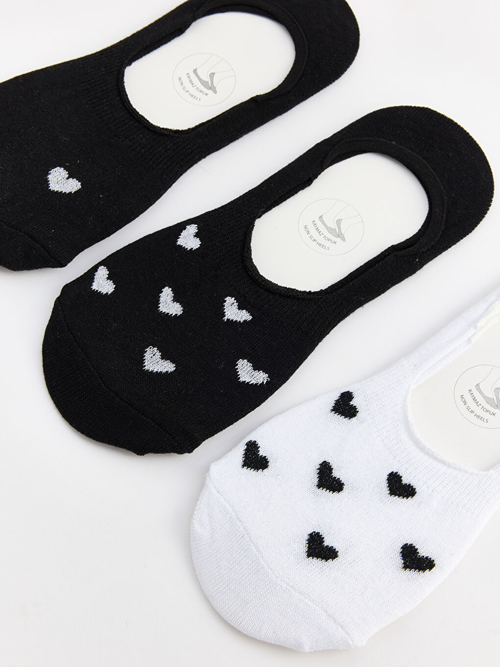 Siyah Kaymaz Topuk Kadın Babet Çorap 3'lü-1