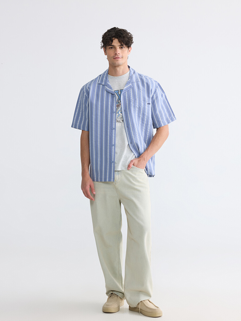 Mavi Loose Fit Modal Karışımlı Erkek Gömlek-1