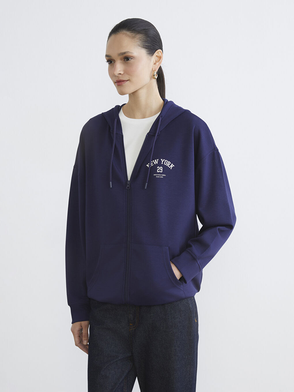 Sweat à capuche zippé oversize pour femme