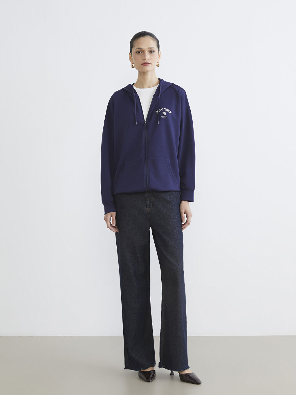 Sweat à capuche zippé oversize pour femme-1