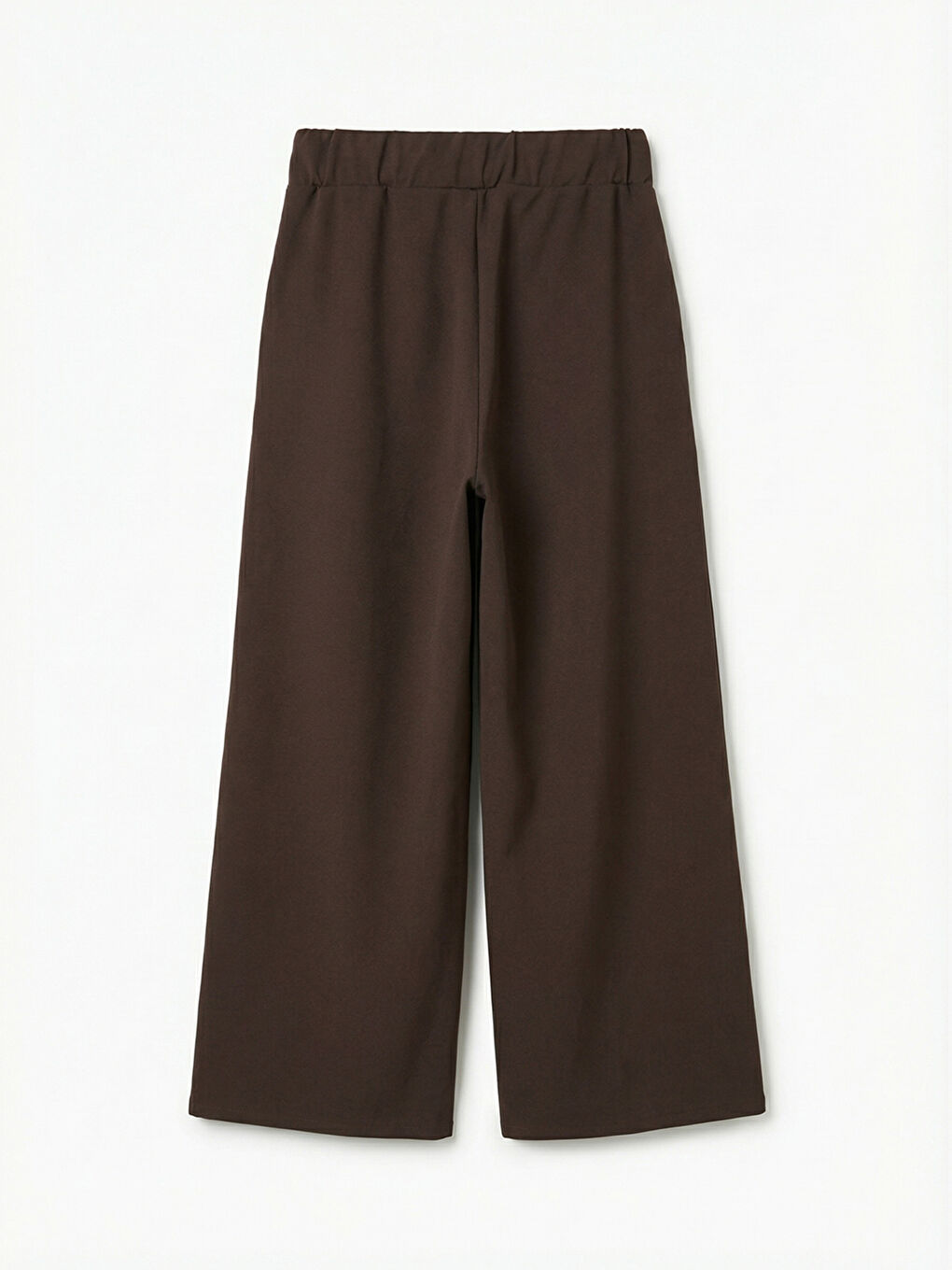 Kahverengi Beli Lastikli Geniş Paça Kadın Pantolon	-1