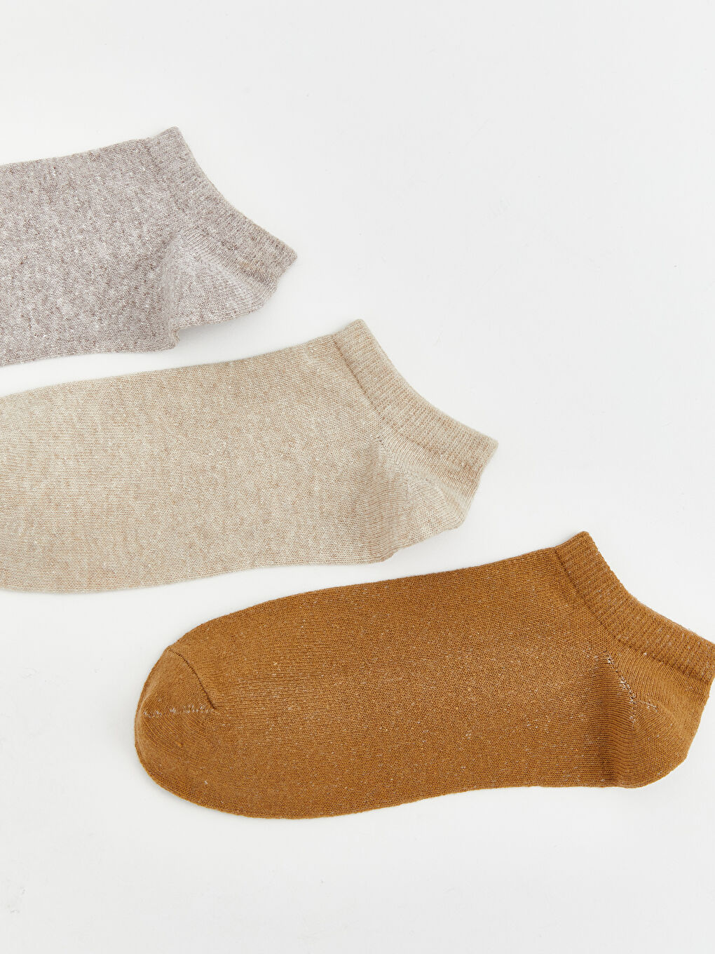 Ekru Kadın Patik Çorap 3'lü-1