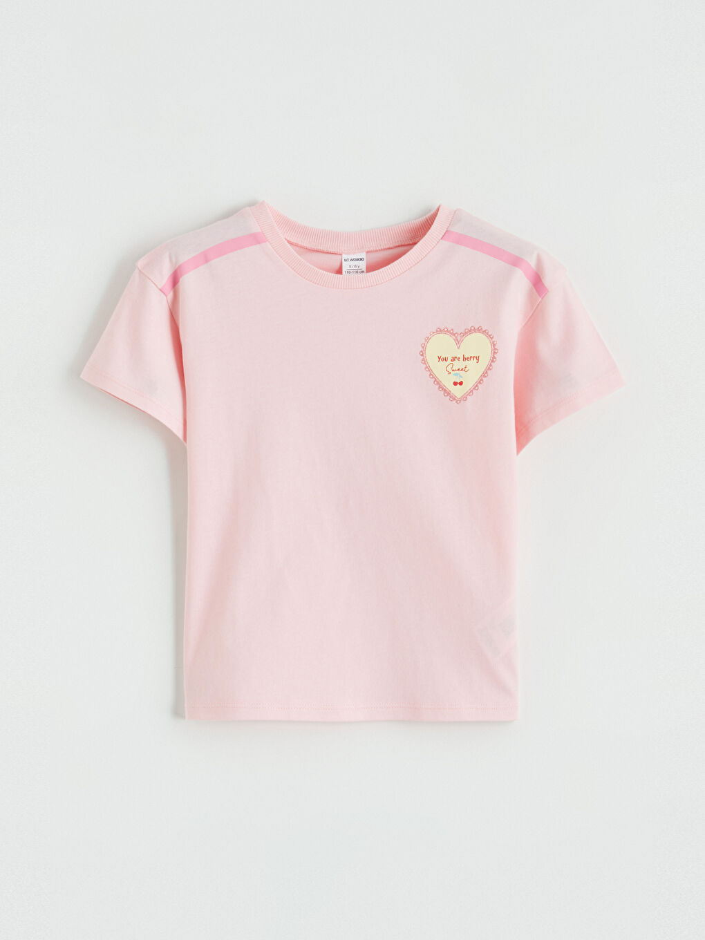 Sarı Bisiklet Yaka Baskılı Kız Çocuk Tişört 2'li-2