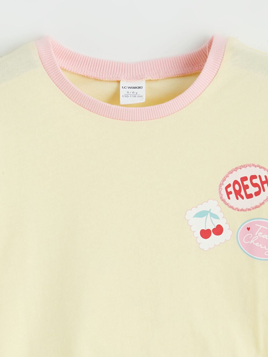 Sarı Bisiklet Yaka Baskılı Kız Çocuk Tişört 2'li-6