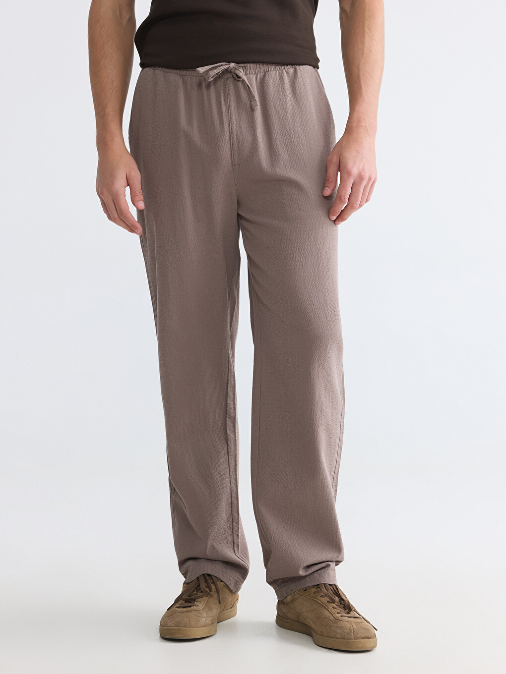 Regular Fit Men's Textured Trousers-1
