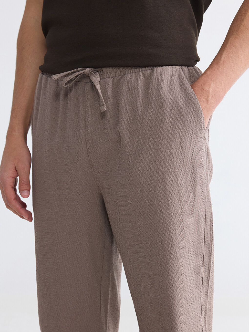 Regular Fit Men's Textured Trousers-2