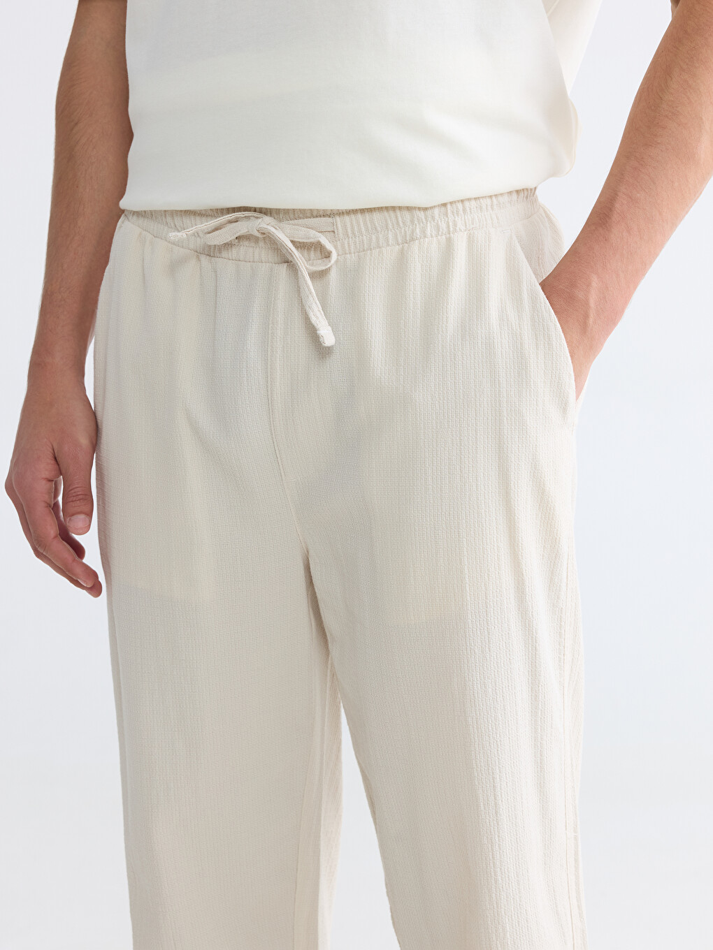 Regular Fit Men's Textured Trousers-2