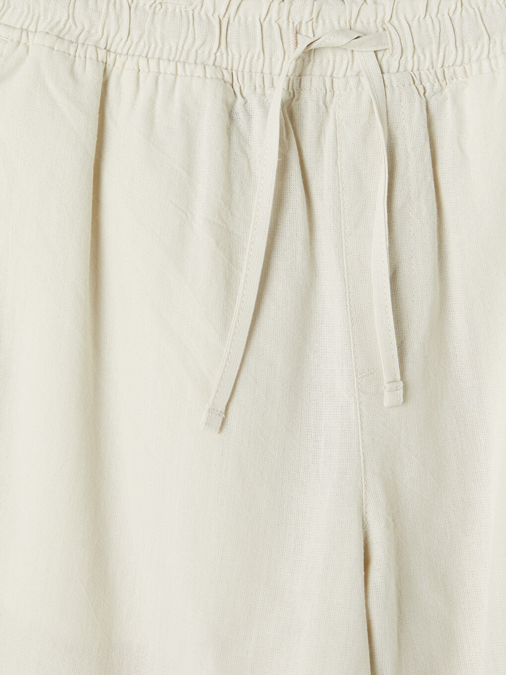 Bej Loose Fit Keten Görünümlü Erkek Pantolon-1
