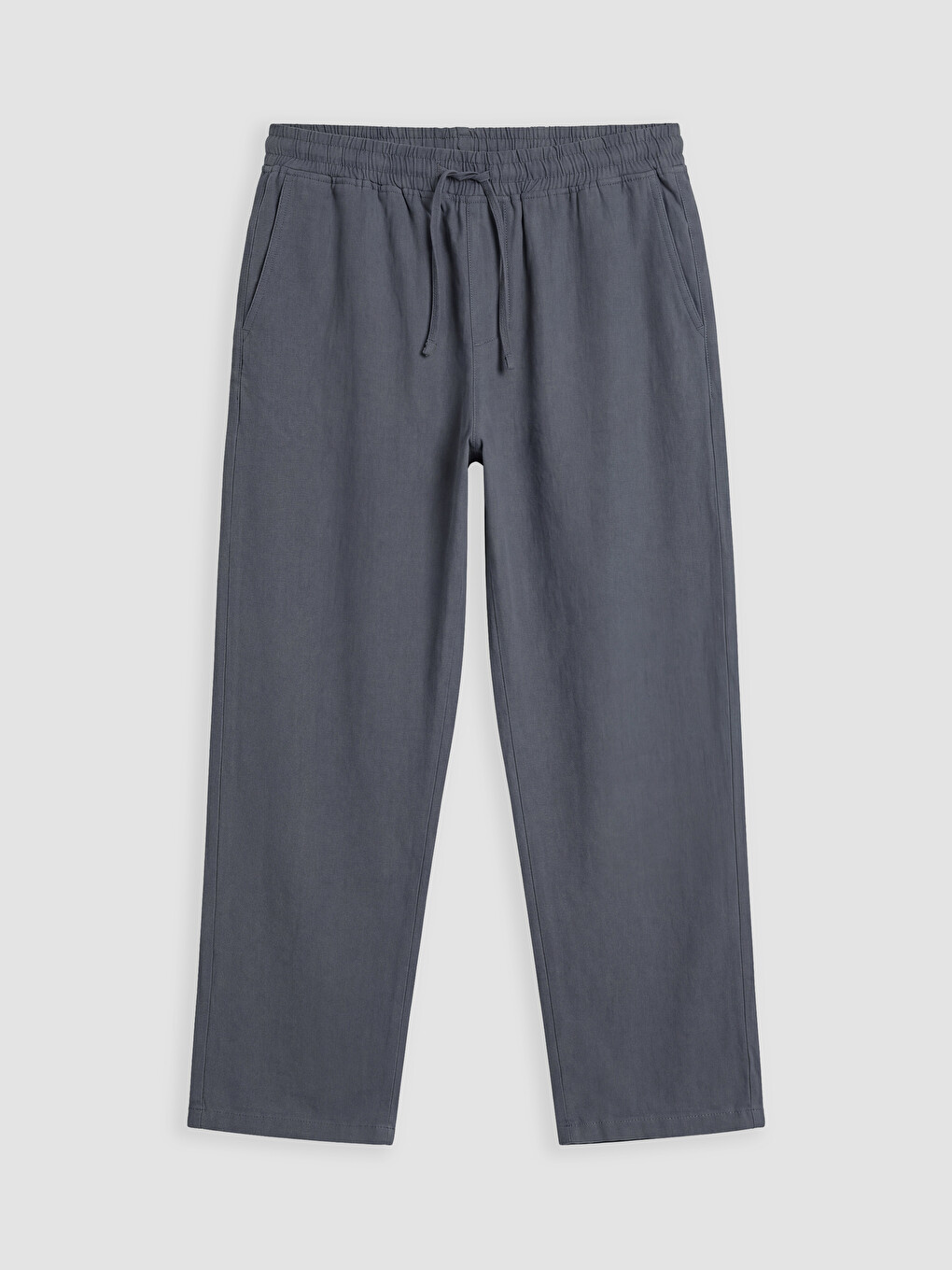 Relaxed Fit Linen-Look Men's Trousers-4