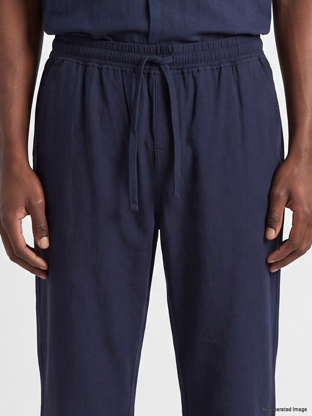 Loose Fit Linen-look Men's Trousers-2