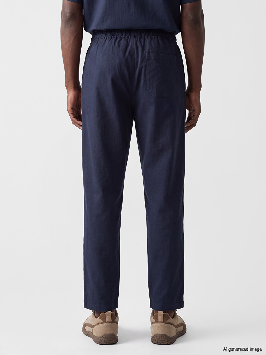 Loose Fit Linen-look Men's Trousers-3