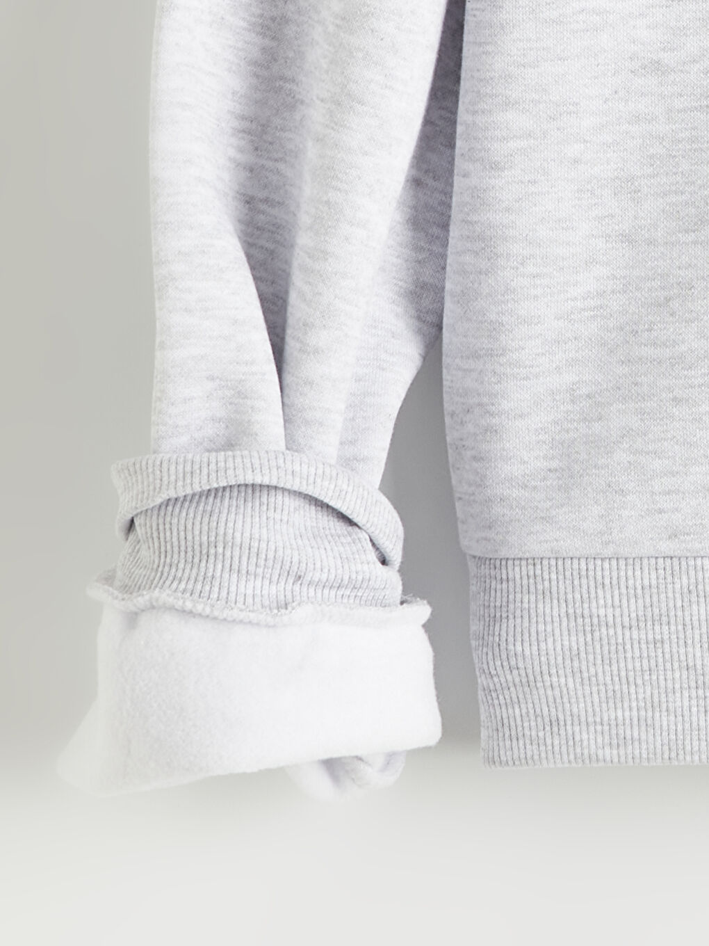 Gri Gömlek Yaka London Baskılı Kadın Kalın Sweatshirt-5